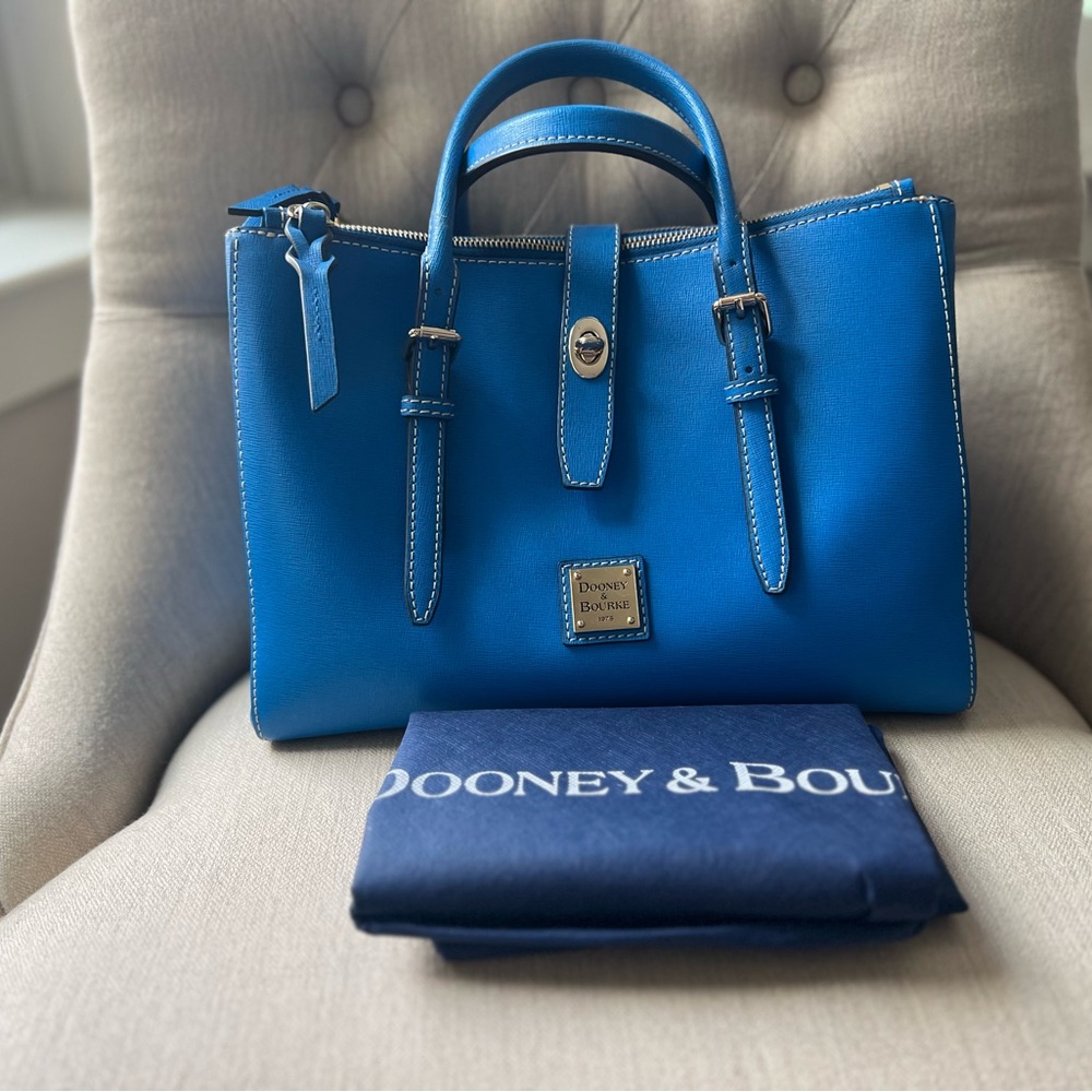 Dooney & Bourke Blue Satchel with Structured Shape and Quality Leather